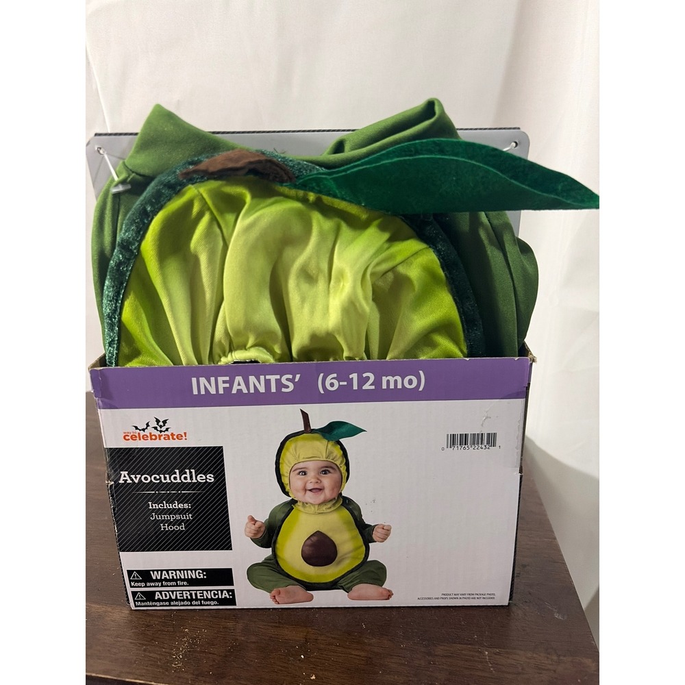 Way to Celebrate Avocado Costume Infants 6-12M Green New Avocuddles Jumpsuit